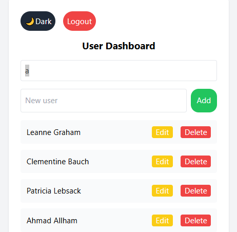 User Manager Dashboard